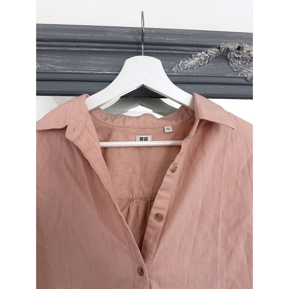 Uniqlo Womens Cotton Pink Soft Brushed Long Sleeve Button Down Shirt Old Money S - Picture 3 of 8